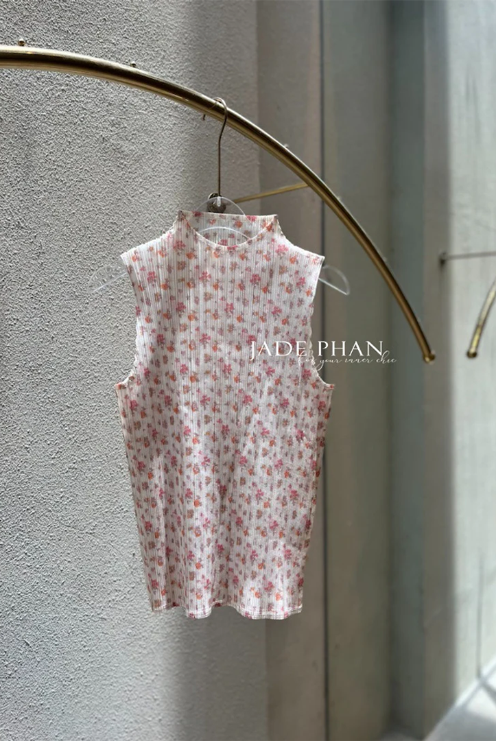 Onni Top/ Áo Vàng hột gà Hoạ tiết hoa