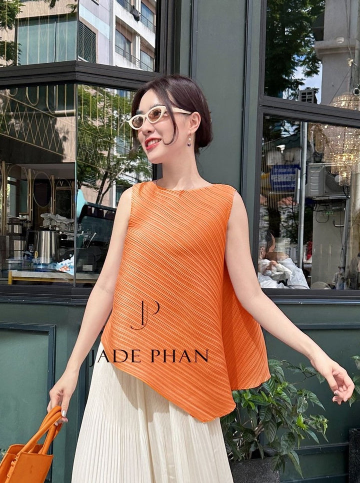 Set Léa Top & Katle Bottom/ Áo Léa Cam & Quần Katle Trắng