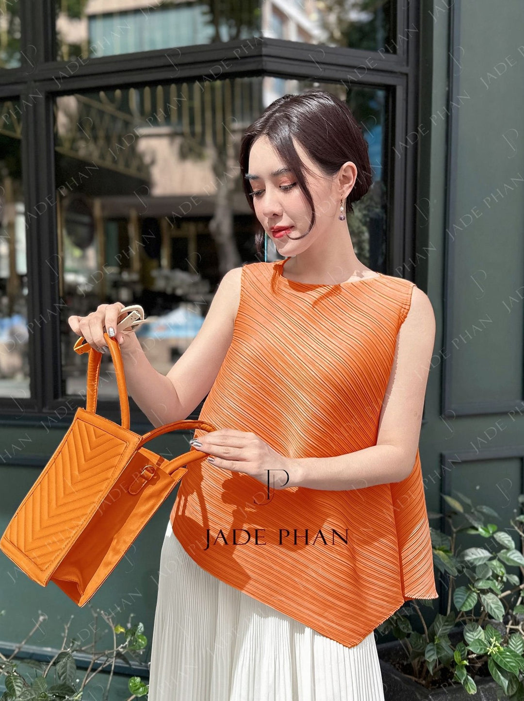 Set Léa Top & Katle Bottom/ Áo Léa Cam & Quần Katle Trắng