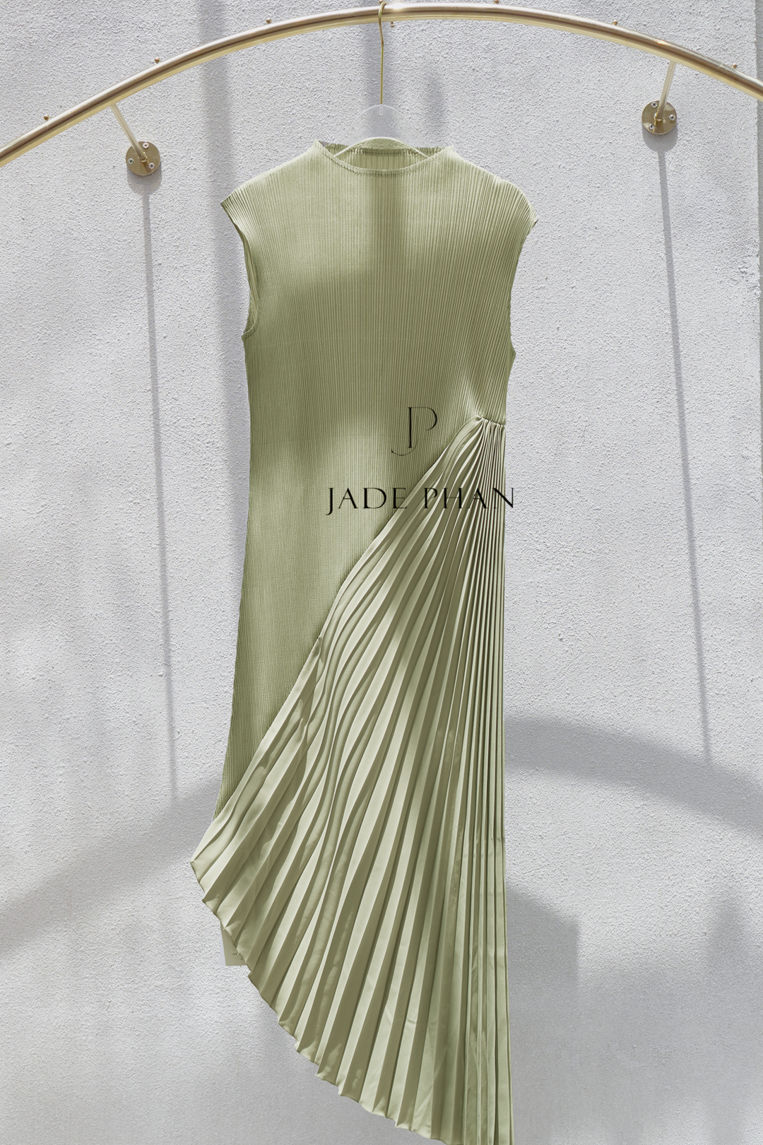 CHERYL Pleated Dress - Xanh đá