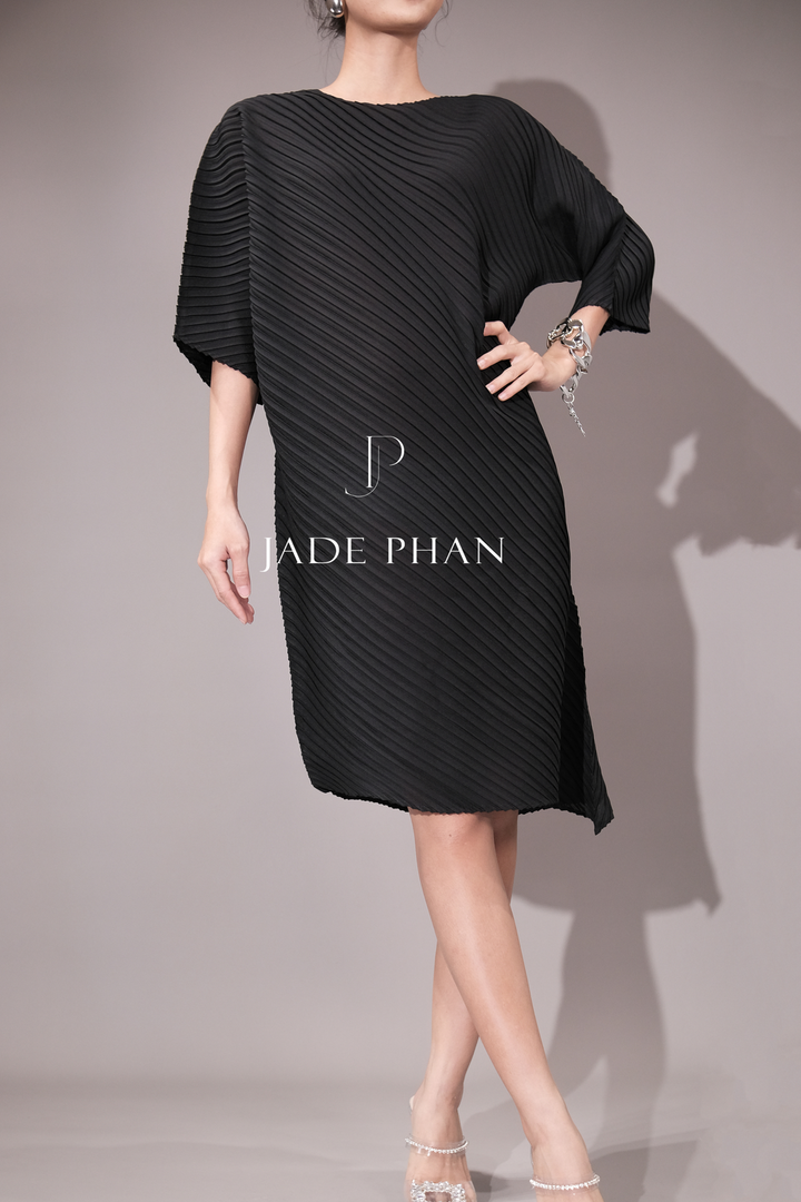 ESTHER ĐẦM Xếp Ly - Đen