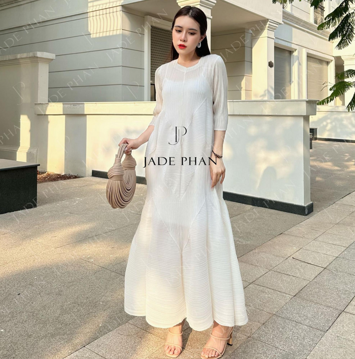 DORIS Pleated Midi Dress - Váy Doris