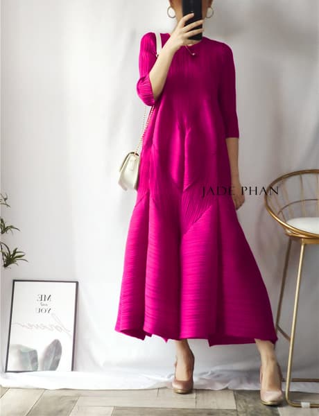 DORIS Pleated Midi Dress - Váy Doris